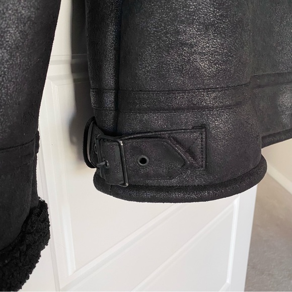 HP ⭐️ Men’s Topman Faux Sherpa Moto Bomber Jacket - Picture 3 of 12